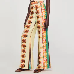 Mulheres Sandro Paris Calças Largas Estampadas
