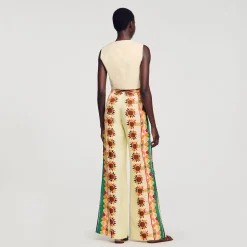 Mulheres Sandro Paris Calças Largas Estampadas