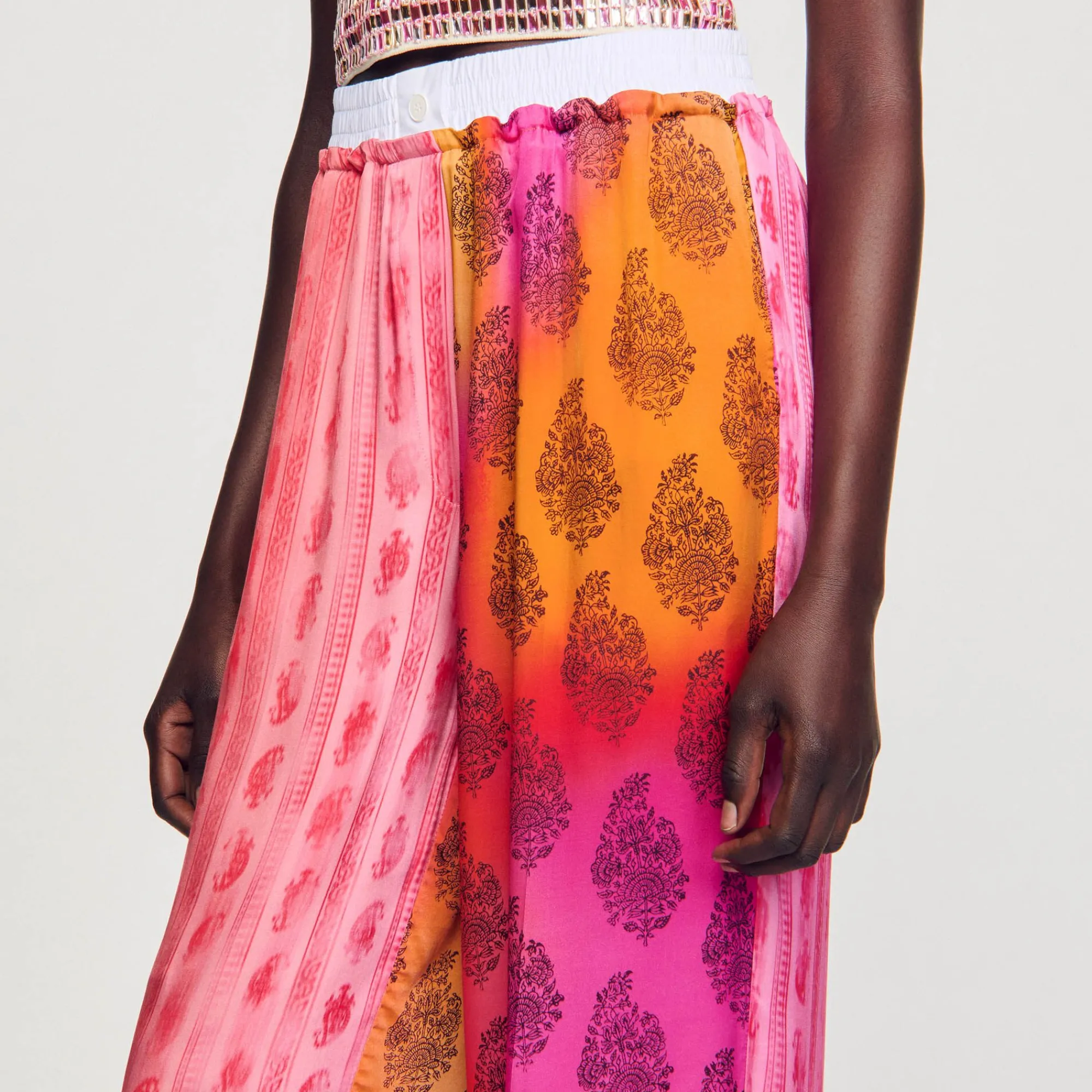 Mulheres Sandro Paris Calças Largas Estampadas