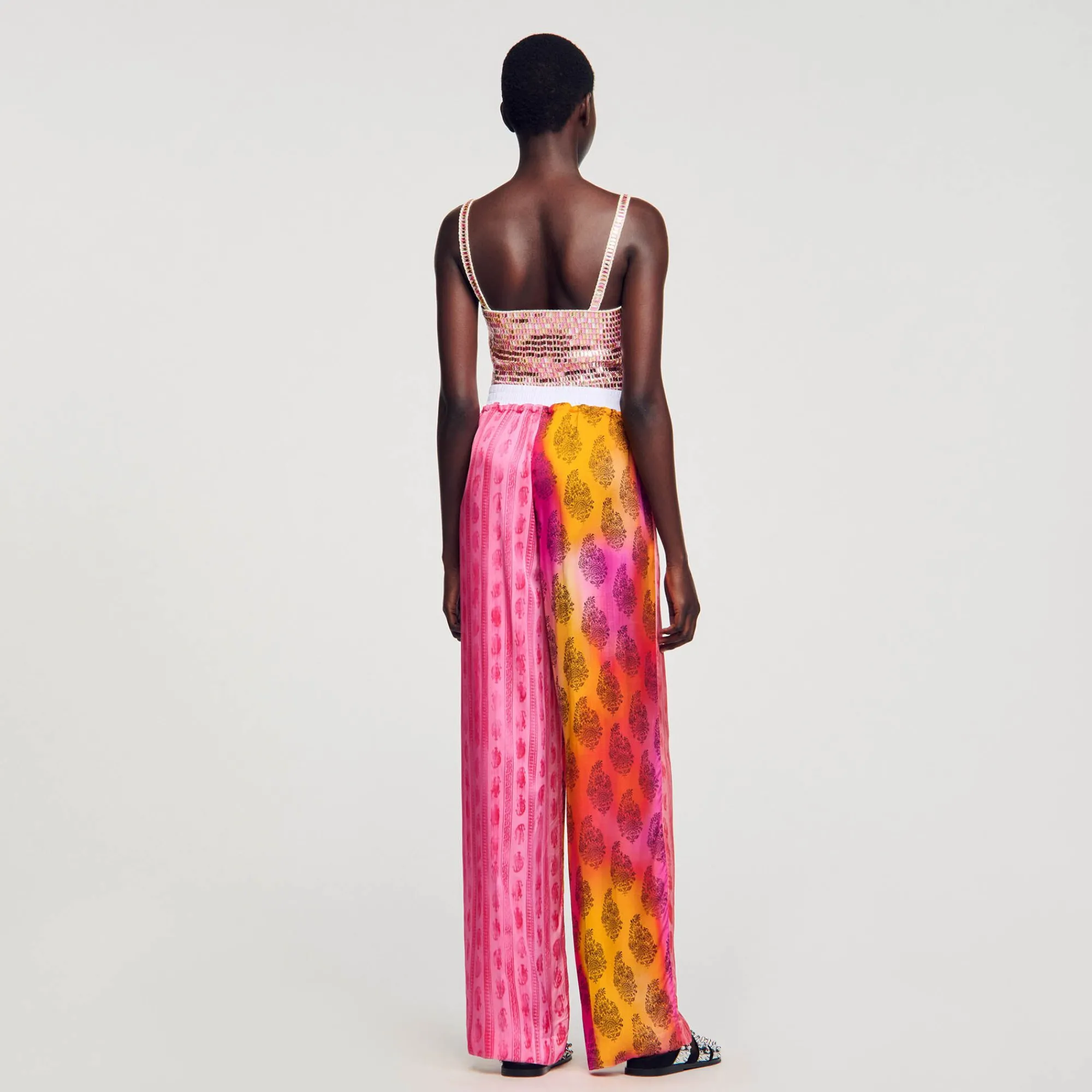 Mulheres Sandro Paris Calças Largas Estampadas