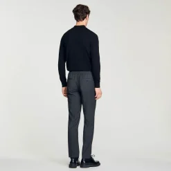 Homem Sandro Paris Calças Retas Elasticas