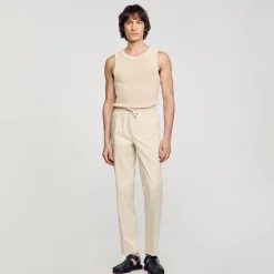 Homem Sandro Paris Calças Retas Elasticas