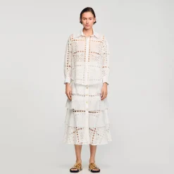 Mulheres Sandro Paris Camisa Com Bordado Ingles