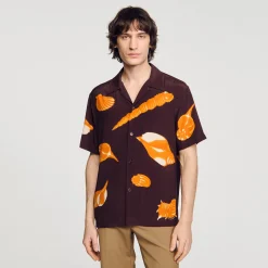 Homem Sandro Paris Camisa Com Estampa De Moluscos
