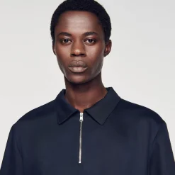 Homem Sandro Paris Camisa Com Ziper No Pescoco