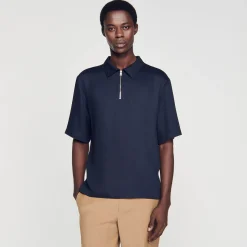 Homem Sandro Paris Camisa Com Ziper No Pescoco