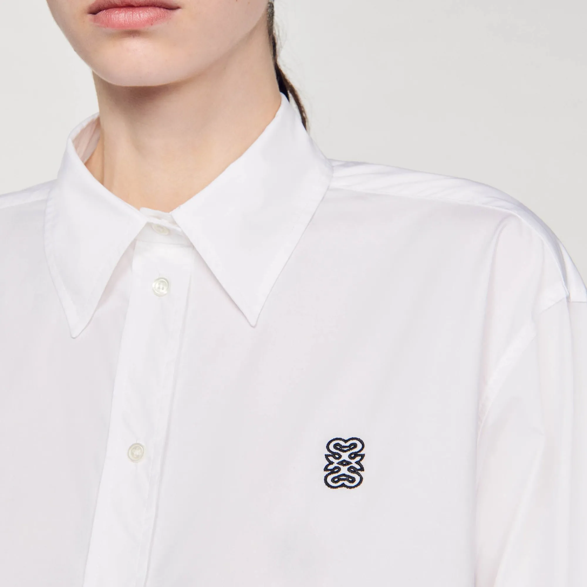 Mulheres Sandro Paris Camisa Curta De Popelina