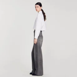 Mulheres Sandro Paris Camisa Curta De Popelina