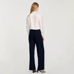 Mulheres Sandro Paris Camisa Curta De Seda