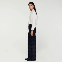 Mulheres Sandro Paris Camisa Curta De Seda