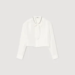 Mulheres Sandro Paris Camisa Curta De Seda