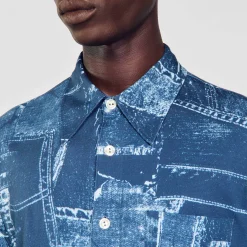 Homem Sandro Paris Camisa De Algodao Com Estampa De Retalhos