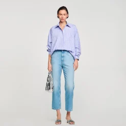 Mulheres Sandro Paris Camisa Decorada Com Coracoes De Strass