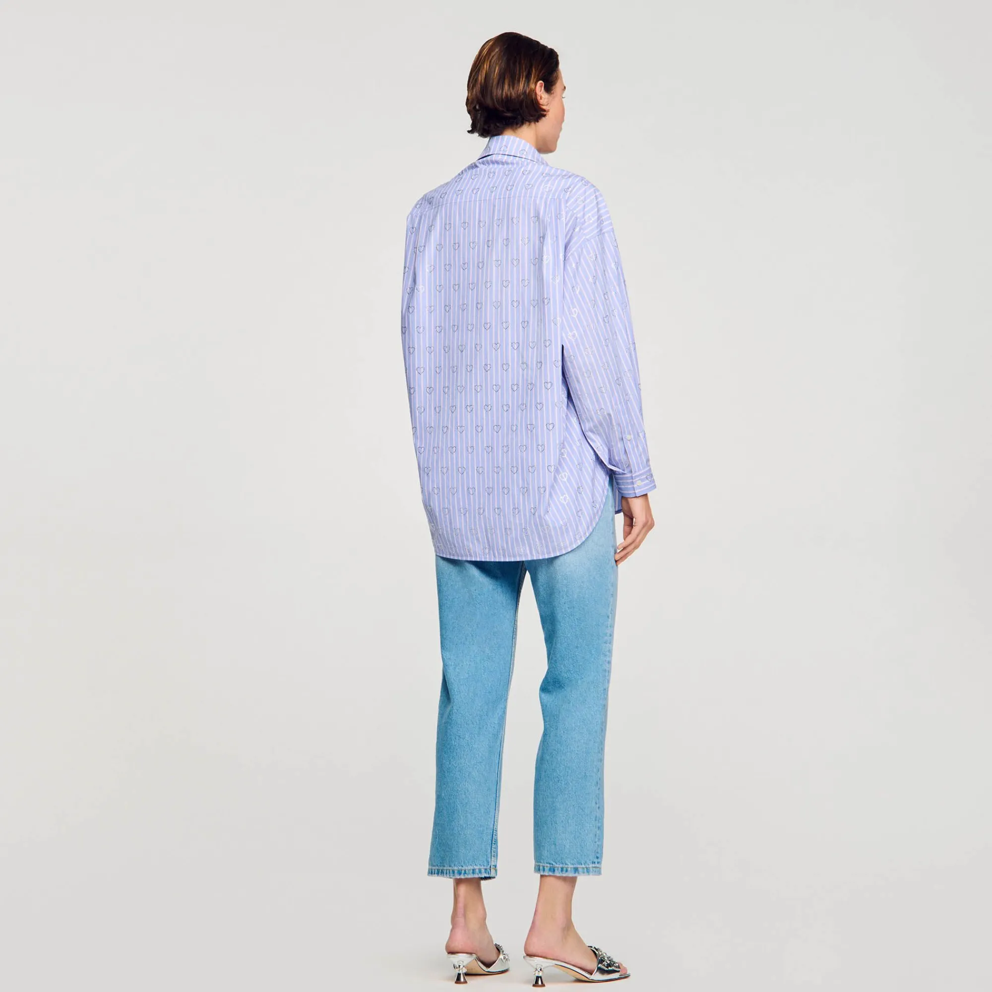 Mulheres Sandro Paris Camisa Decorada Com Coracoes De Strass