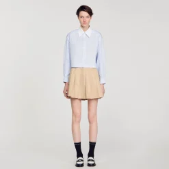 Mulheres Sandro Paris Camisa Listrada Com Strass