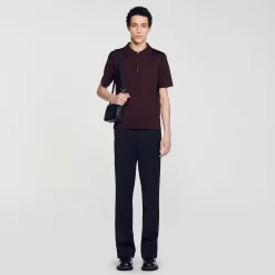 Homem Sandro Paris Camisa Polo De Malha Com Gola Com Ziper