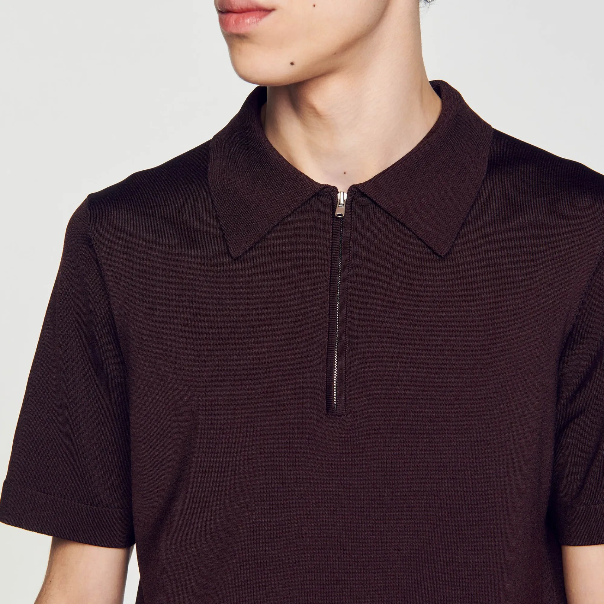 Homem Sandro Paris Camisa Polo De Malha Com Gola Com Ziper