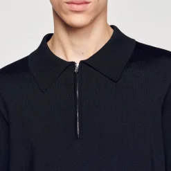 Homem Sandro Paris Camisa Polo De Malha Com Gola Com Ziper