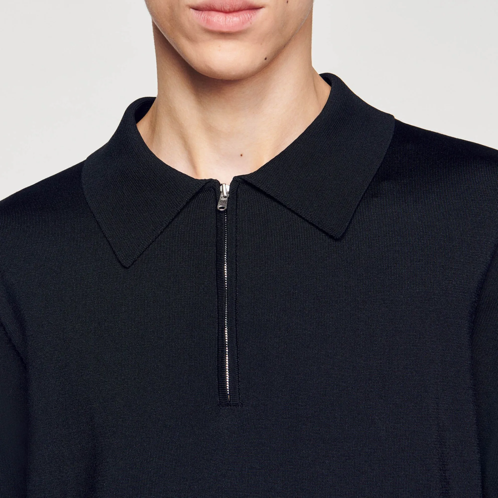 Homem Sandro Paris Camisa Polo De Malha Com Gola Com Ziper