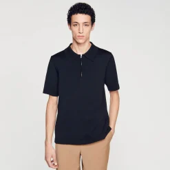 Homem Sandro Paris Camisa Polo De Malha Com Gola Com Ziper