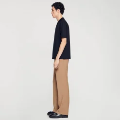 Homem Sandro Paris Camisa Polo De Malha Com Gola Com Ziper