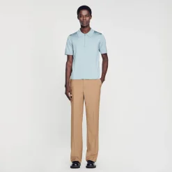 Homem Sandro Paris Camisa Polo De Malha Com Gola Com Ziper