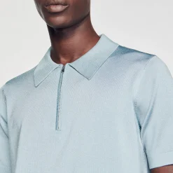 Homem Sandro Paris Camisa Polo De Malha Com Gola Com Ziper