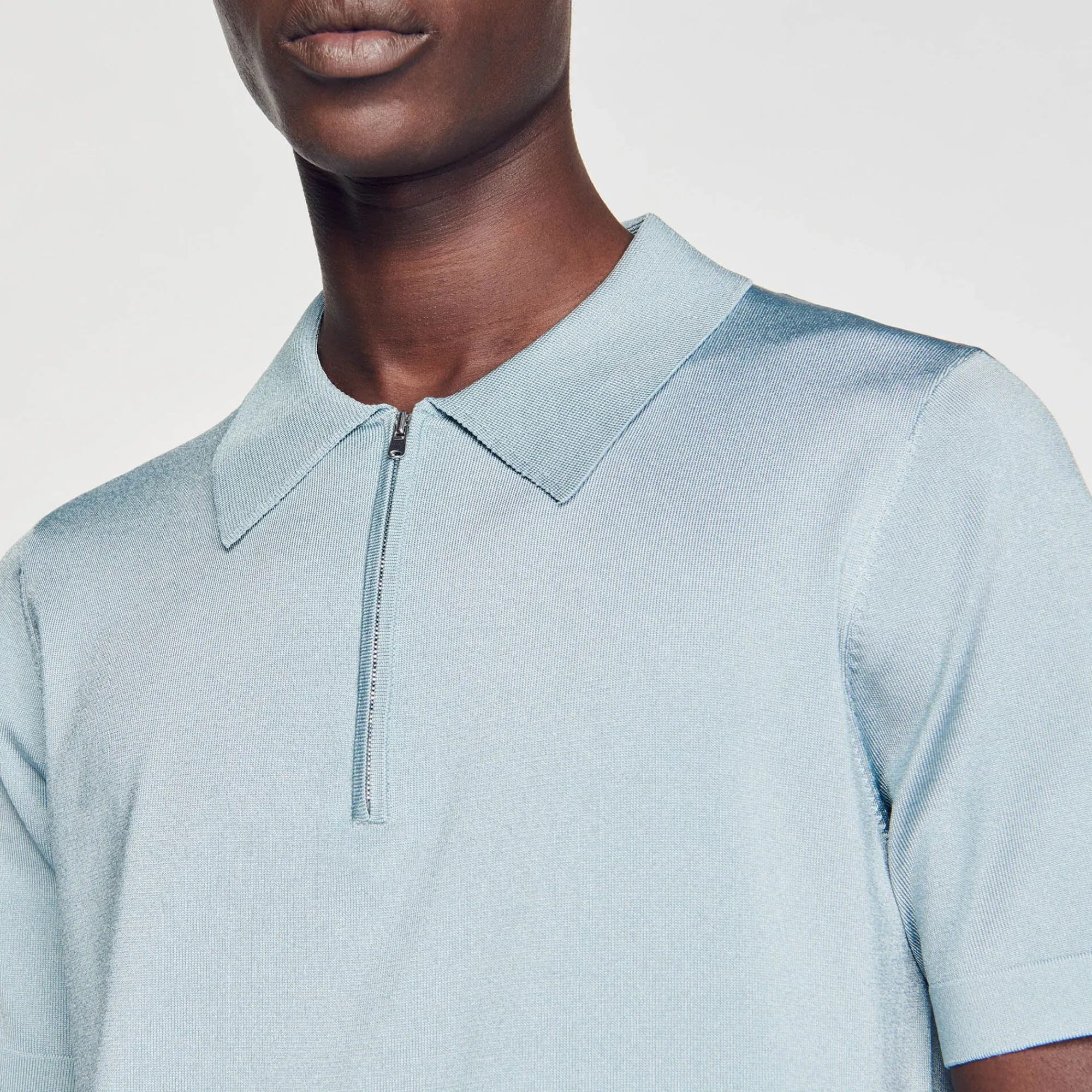 Homem Sandro Paris Camisa Polo De Malha Com Gola Com Ziper