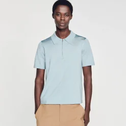 Homem Sandro Paris Camisa Polo De Malha Com Gola Com Ziper
