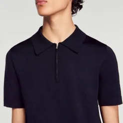 Homem Sandro Paris Camisa Polo De Malha Com Gola Com Ziper