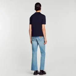 Homem Sandro Paris Camisa Polo De Malha Com Gola Com Ziper