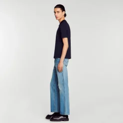 Homem Sandro Paris Camisa Polo De Malha Com Gola Com Ziper