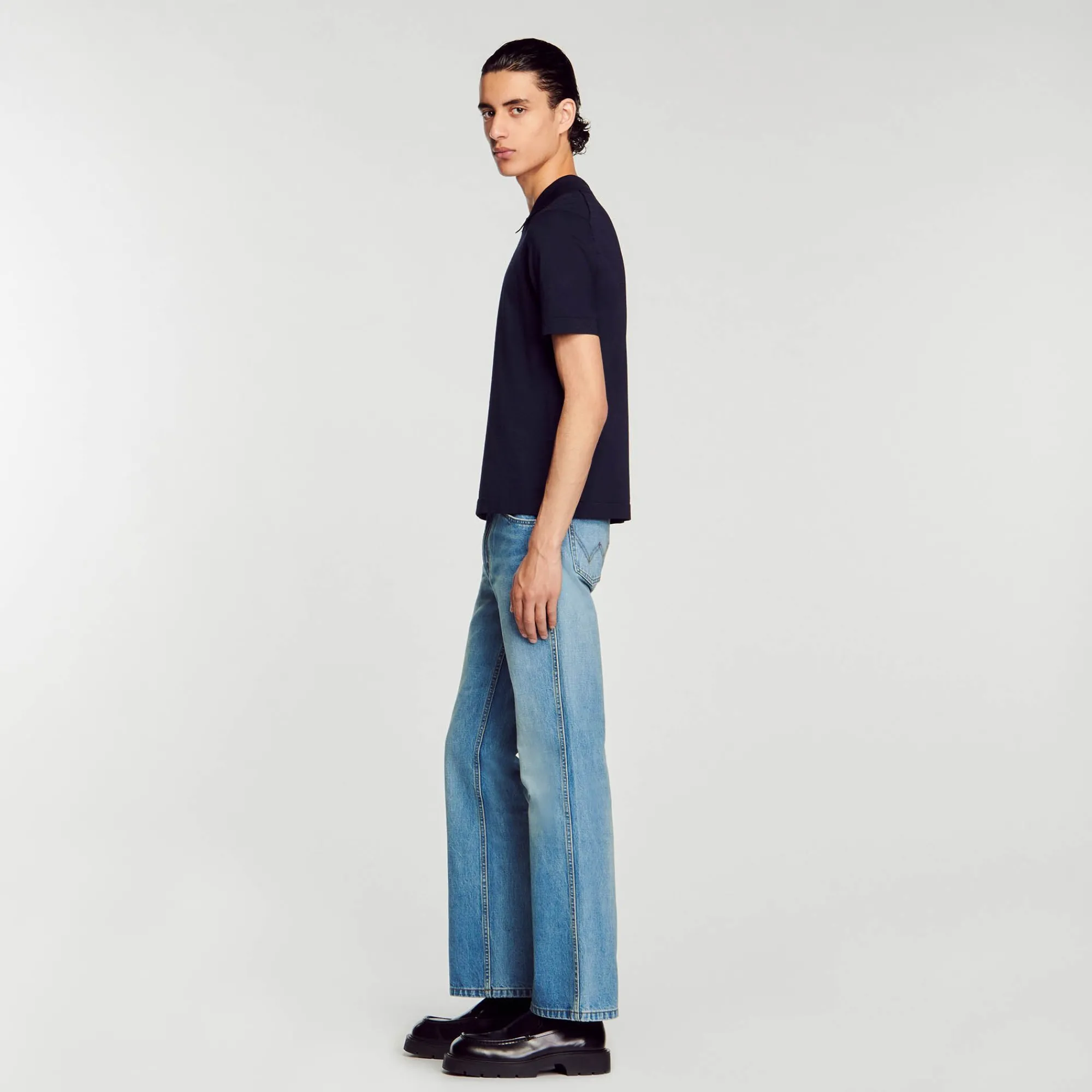 Homem Sandro Paris Camisa Polo De Malha Com Gola Com Ziper