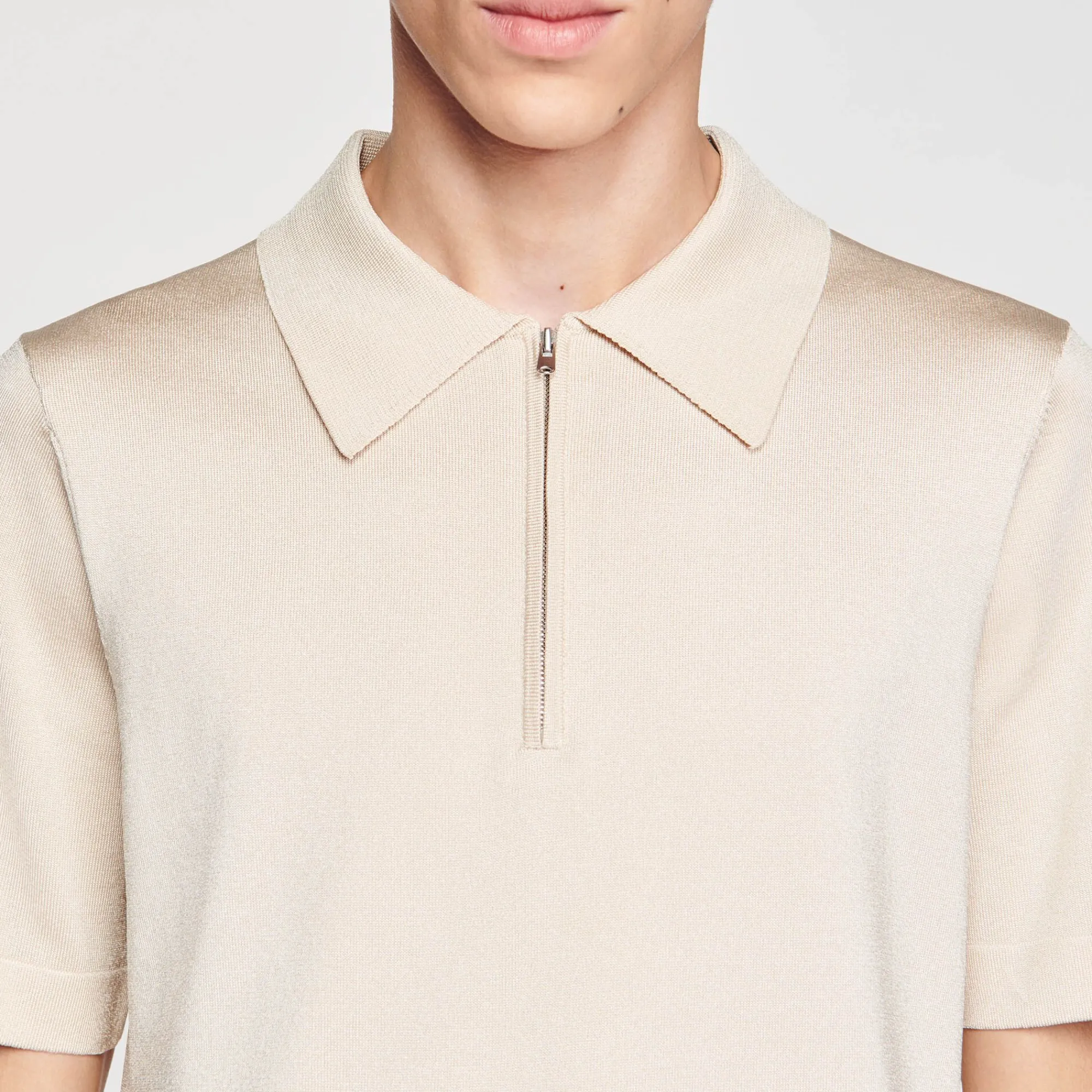 Homem Sandro Paris Camisa Polo De Malha Com Gola Com Ziper