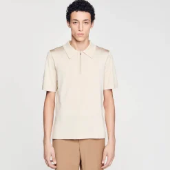 Homem Sandro Paris Camisa Polo De Malha Com Gola Com Ziper