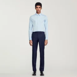 Homem Sandro Paris Camisa Slim Fit De Algodao Stretch