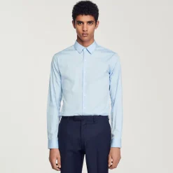 Homem Sandro Paris Camisa Slim Fit De Algodao Stretch