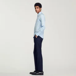 Homem Sandro Paris Camisa Slim Fit De Algodao Stretch