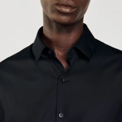 Homem Sandro Paris Camisa Slim Fit De Algodao Stretch