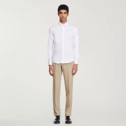 Homem Sandro Paris Camisa Slim Fit De Algodao Stretch