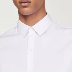 Homem Sandro Paris Camisa Slim Fit De Algodao Stretch