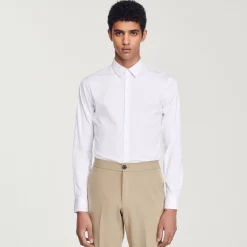 Homem Sandro Paris Camisa Slim Fit De Algodao Stretch