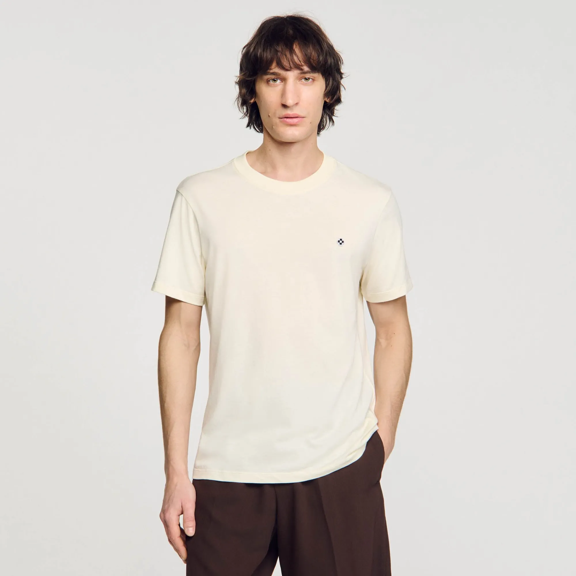 Homem Sandro Paris Camiseta Com Patch Cruzado Quadrado