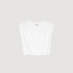 Mulheres Sandro Paris Camiseta Curta De Algodao