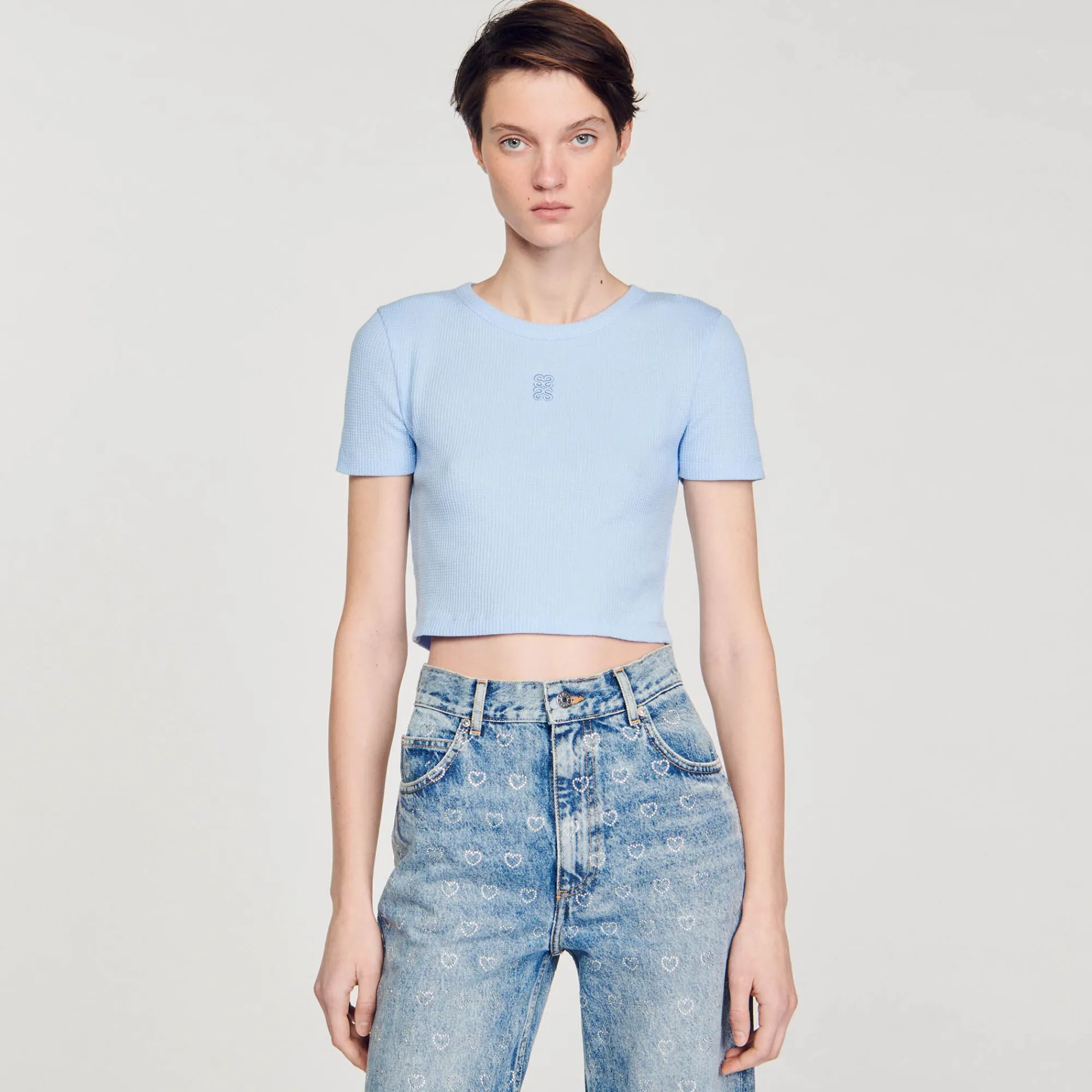 Mulheres Sandro Paris Camiseta Curta