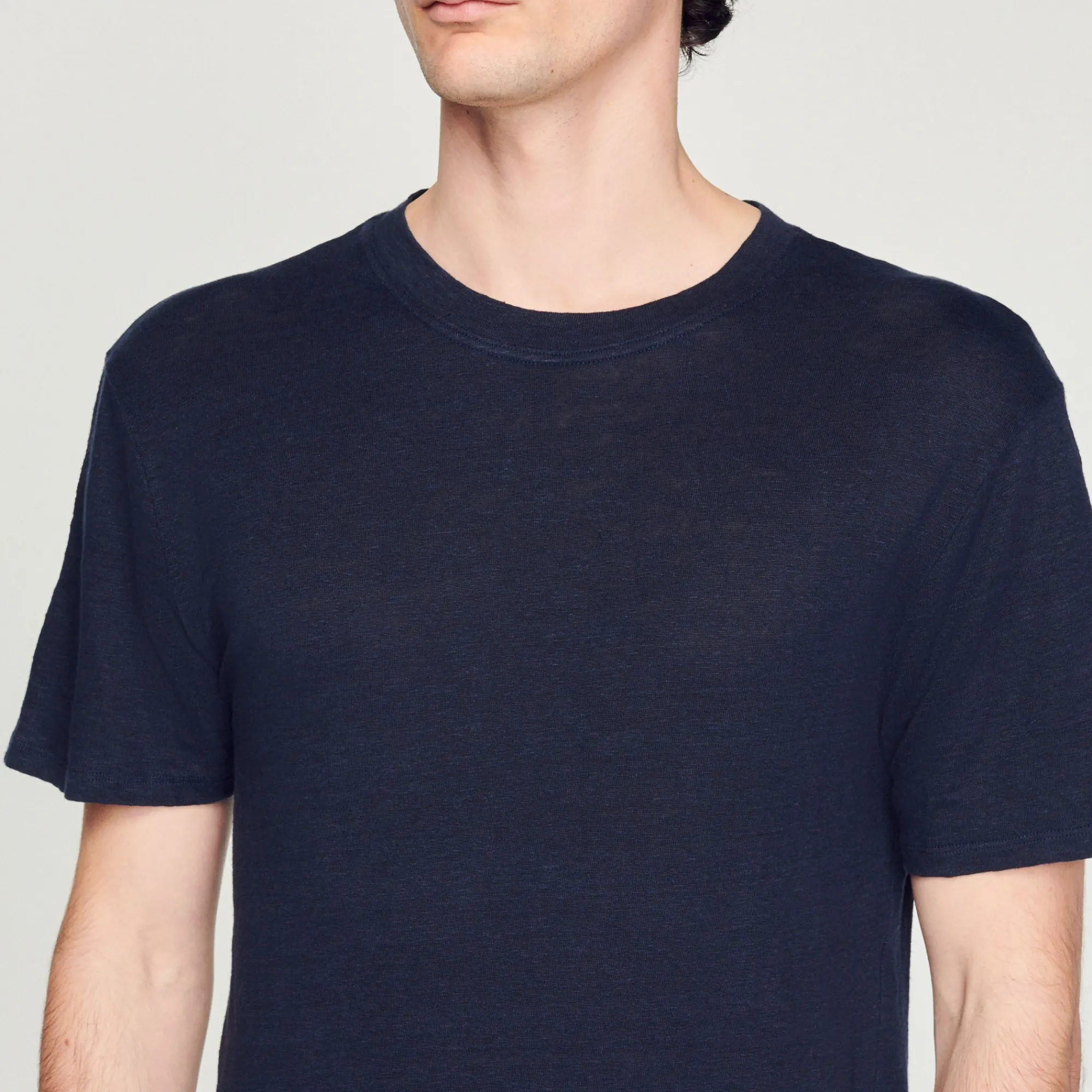 Homem Sandro Paris Camiseta De Linho Certificada