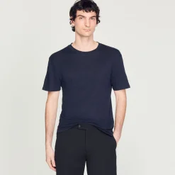 Homem Sandro Paris Camiseta De Linho Certificada