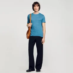 Homem Sandro Paris Camiseta De Linho Certificada