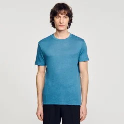 Homem Sandro Paris Camiseta De Linho Certificada