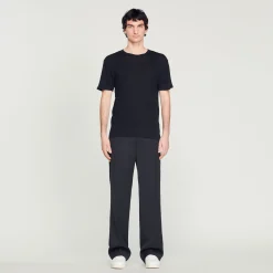 Homem Sandro Paris Camiseta De Linho Certificada